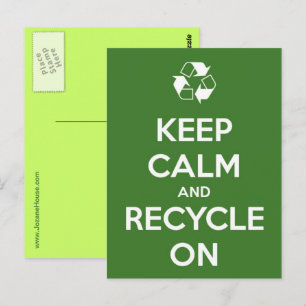 Postale Gardez le calme et le recyclage sur la carte posta