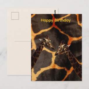 Postale Girafes sur fond de girafe, carte de vœux d'annive