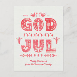 Postale God Jul Carte de Noël suédoise Scandi Style Script