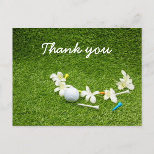 Postale golfeur carte de remerciements avec balle de golf