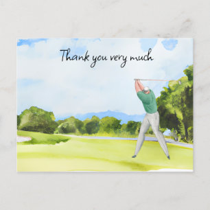 Postale Golfeur en terrain de golf aquarelle carte de reme