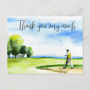Postale Golfeur en terrain de golf aquarelle carte de reme