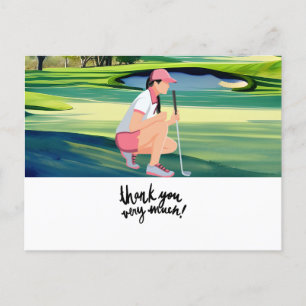 Postale Golfeur en terrain de golf aquarelle carte de reme