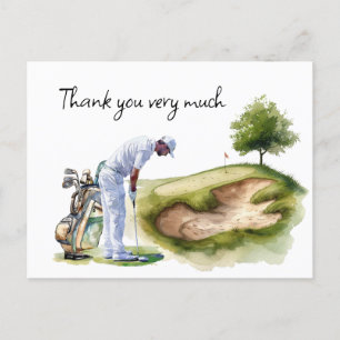 Postale Golfeur en terrain de golf aquarelle carte de reme