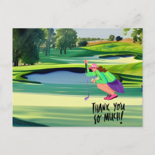 Postale Golfeur en terrain de golf aquarelle carte de reme