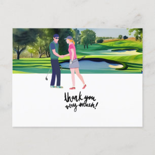 Postale Golfeur en terrain de golf aquarelle carte de reme