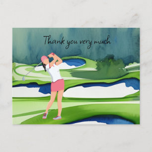 Postale Golfeur en terrain de golf aquarelle carte de reme