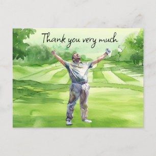 Postale Golfeur en terrain de golf aquarelle carte de reme