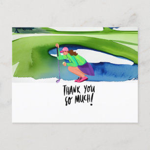 Postale Golfeur en terrain de golf aquarelle carte de reme