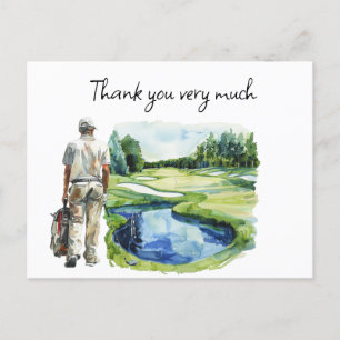 Postale Golfeur en terrain de golf aquarelle carte de reme
