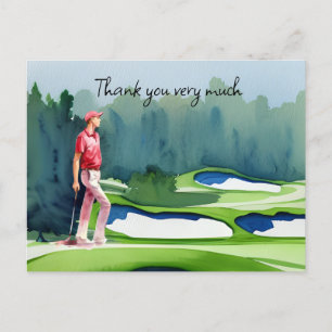 Postale Golfeur en terrain de golf aquarelle carte de reme