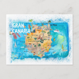 Postale Gran Canary Canarias Espagne Carte illustrée