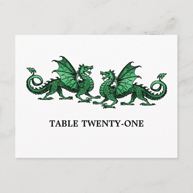 Postale Green Elegant Dragons Numéro de tableau Carte post (Devant)