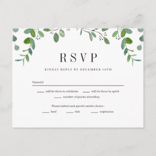 Postale Green Garland Greenery Wedding Carte de réponse RS