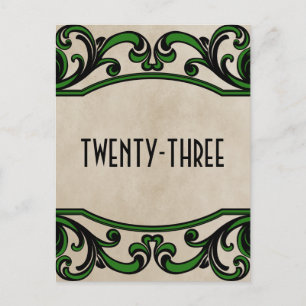 Postale Green Gothic Swirls Numéro de tableau Carte postal
