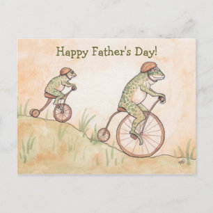 Postale Grenouilles sur Fête des pères à bicyclettes Carte