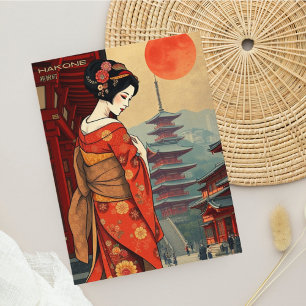 Postale Hakone Japan maiko geisha vintage retro Carte post