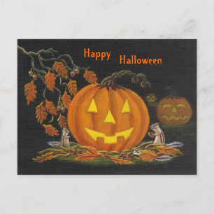 Postale Halloween, carte postale, chipmunk, Jack-o-Lantern
