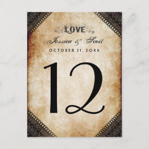 Postale Halloween gothique Brown LOVE Tableau Numéro Carte