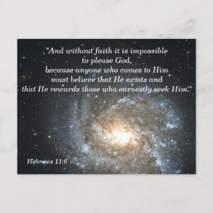 Postale Hébreux 11:6 Verset de la Bible chrétienne Carte d