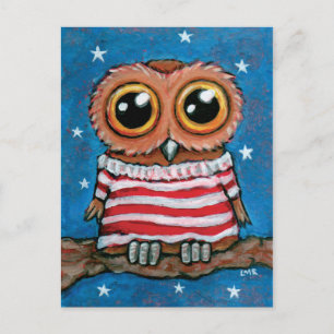 Postale Hibou aux yeux écarquillés Stars & Stripes Carte