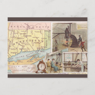 Postale Histoire de la carte vintage du Connecticut
