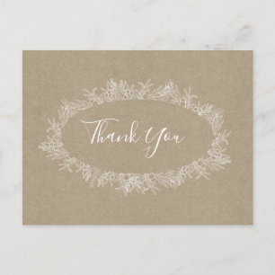 Postale Hiver rustique   Carte de remerciement kraft