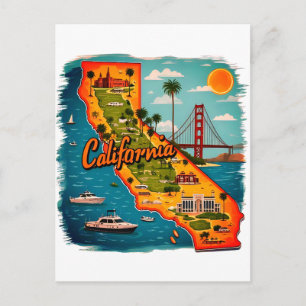 Postale Illustration de carte des monuments de Californie 