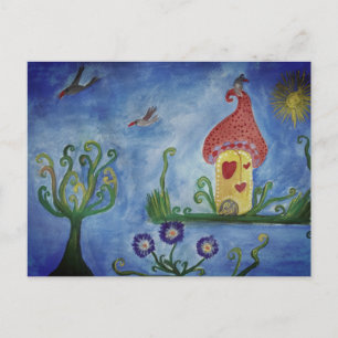 Postale Illustration Whimsical enfant Love House Carte pos