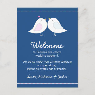Postale Inséparables sur la carte de Mariage bleu marine