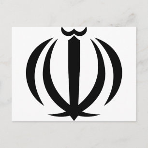 Postale Iran IR, Drapeau, Armoiries, Carte du drapeau