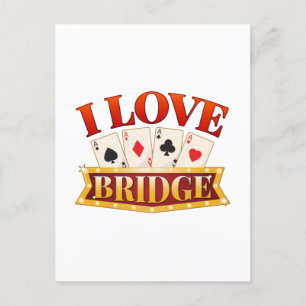 Postale J'aime Joueur de carte de pont