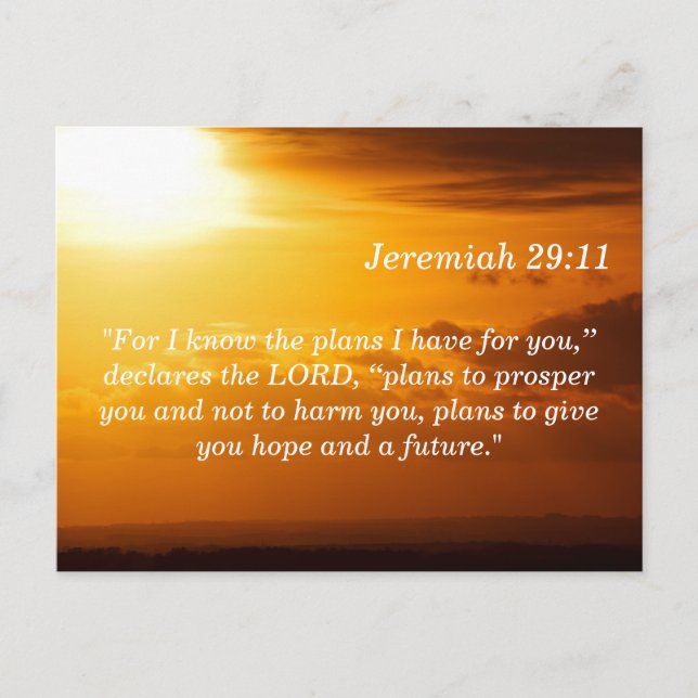 Postale Jeremiah 29 11 Sunset Scripture Carte mémoire (Devant)