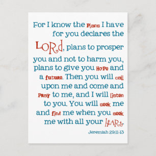 Postale Jeremiah Plans Christian Bible Citation Card Carte