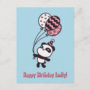 Postale Joli Panda et Ballons, Carte d'anniversaire