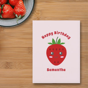 Postale Jolie Carte de Bonne Anniversaire Rose Fraise