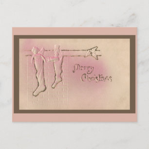 Postale Jolie carte de Noël vintage rose au poivre menthe