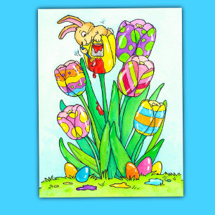 Postale Jolie carte de Pâques de printemps avec lapin et f