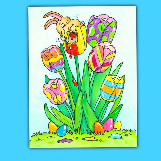 Postale Jolie carte de Pâques de printemps avec lapin et f (.)
