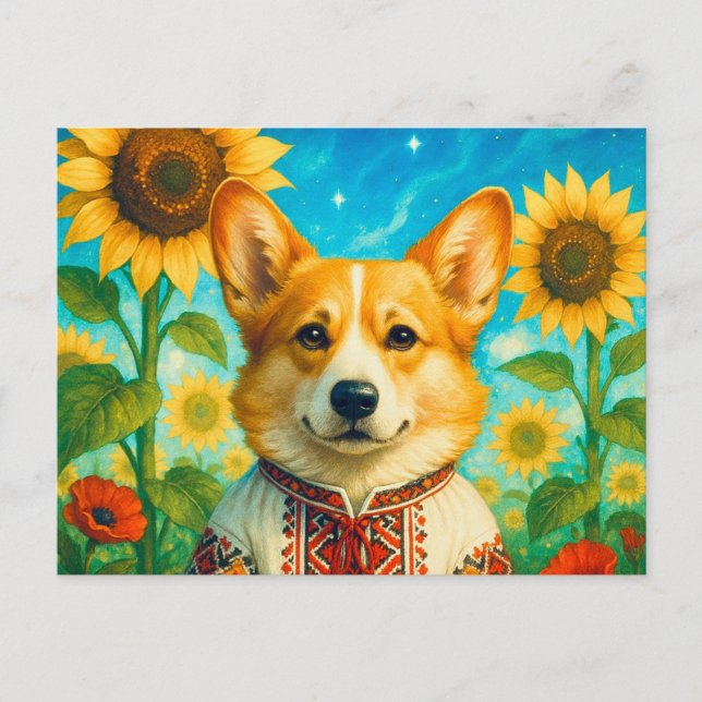 Postale Jolie Corgi Ukraine Welsh Corgi Reine Carte Postal (Devant)