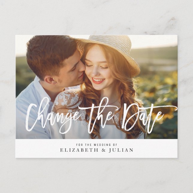 Postale Jolie lettrage photo changer la carte de date (Devant)