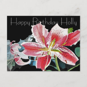 Postale Jolie Lily rouge Lilium floral Carte d'anniversair