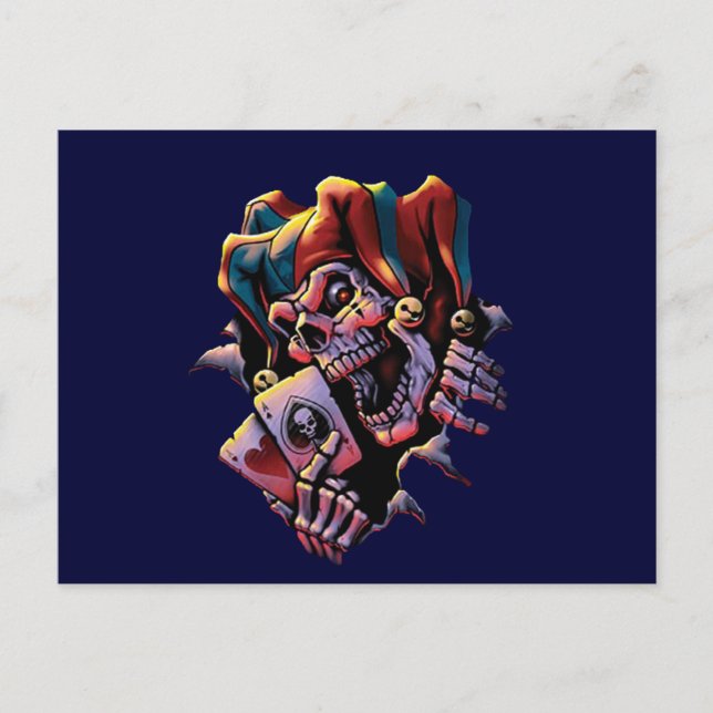 Postale Joueur de carte bouffon (Devant)