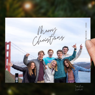 Postale Joyeuse carte de Noël en famille, Moderne Minimali
