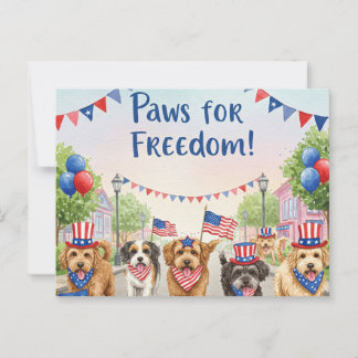 Postale Joyeuses pattes du 4 juillet pour la liberté Carte