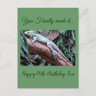 Postale Joyeux 18e anniversaire fils carte de lézard