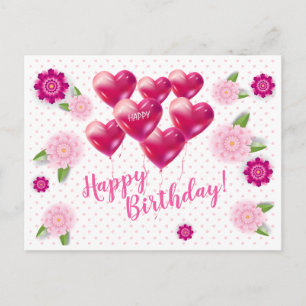 Postale Joyeux anniversaire ! Carte d'invitation Décor flo