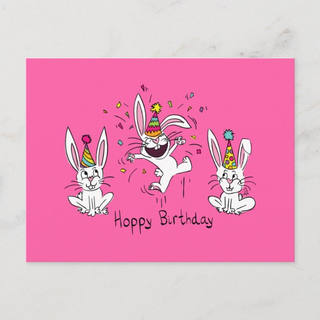 Postale Joyeux Anniversaire Lapin Lapin Lapin Carte Postal (Devant)