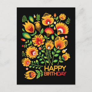 Postale Joyeux anniversaire personnalisable folklore carte