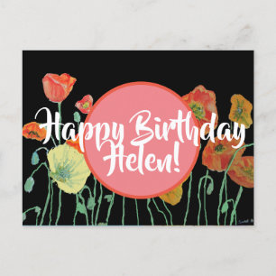 Postale Joyeux anniversaire Poppy floral dames Nom Carte p